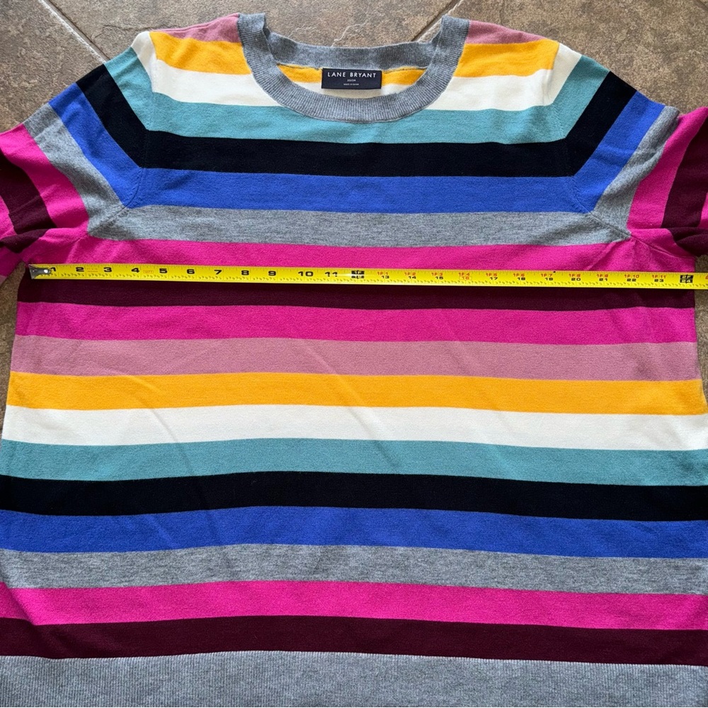 Like NEW - Lane Bryant Classic Multi-Stripe Pullover Sweater - Picture 9 of 15